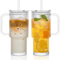 24oz Ribbed Glass Tumbler with Handle & Lid – 2-Pack 🥤
