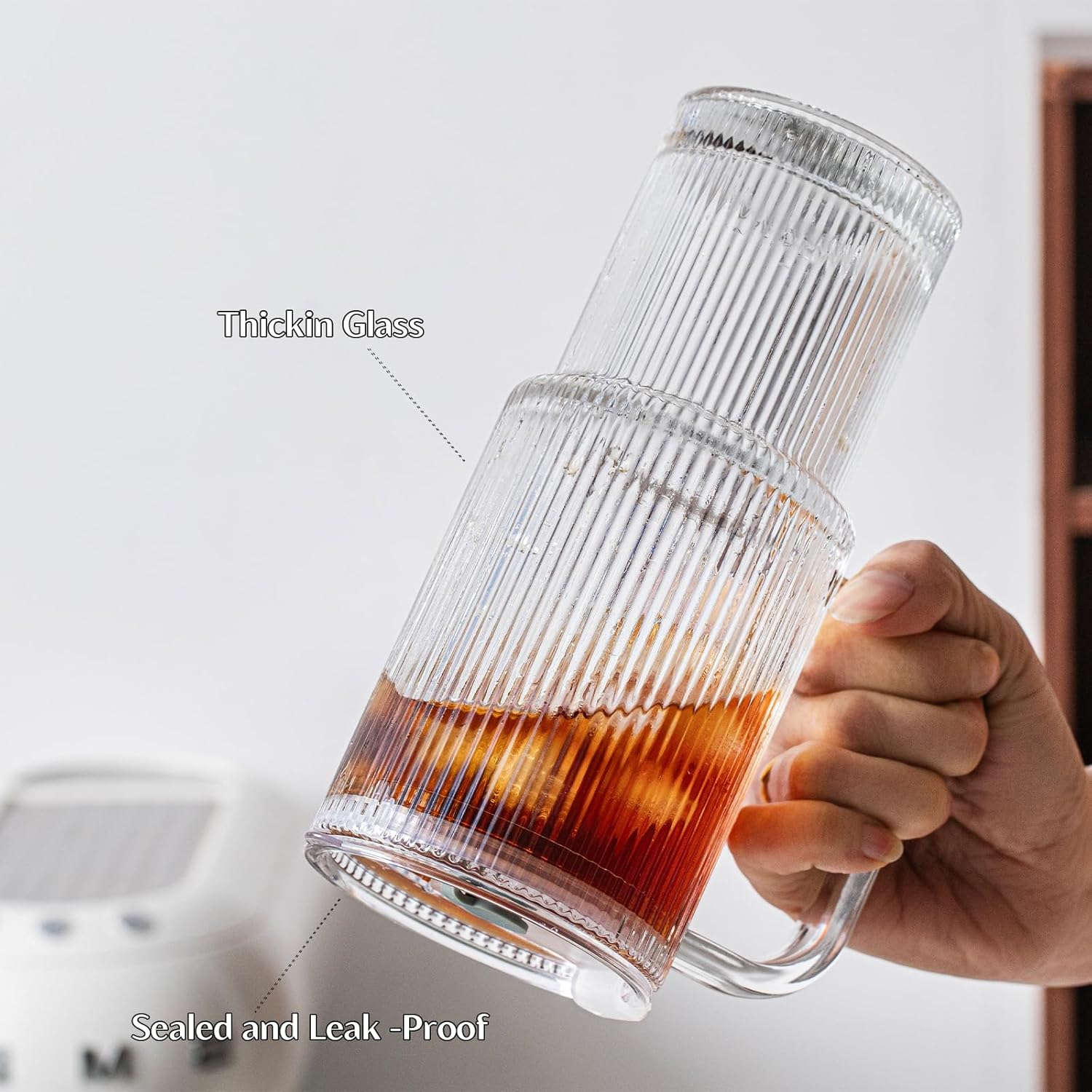 24oz Ribbed Glass Tumbler with Handle & Lid – 2-Pack 🥤