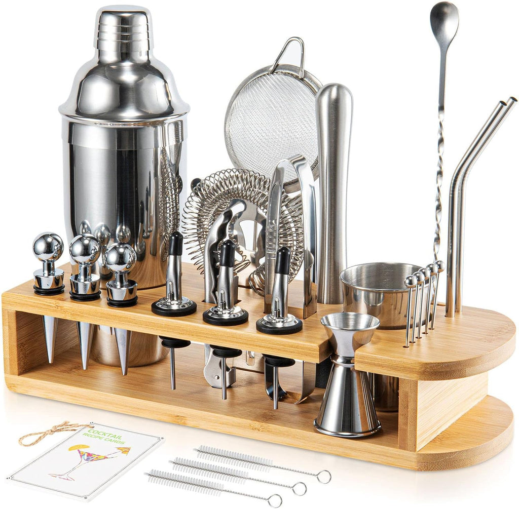 26-Piece Cocktail Shaker Set with Bamboo Stand 🍸