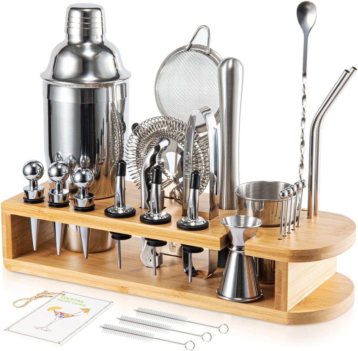 26-Piece Cocktail Shaker Set with Bamboo Stand 🍸