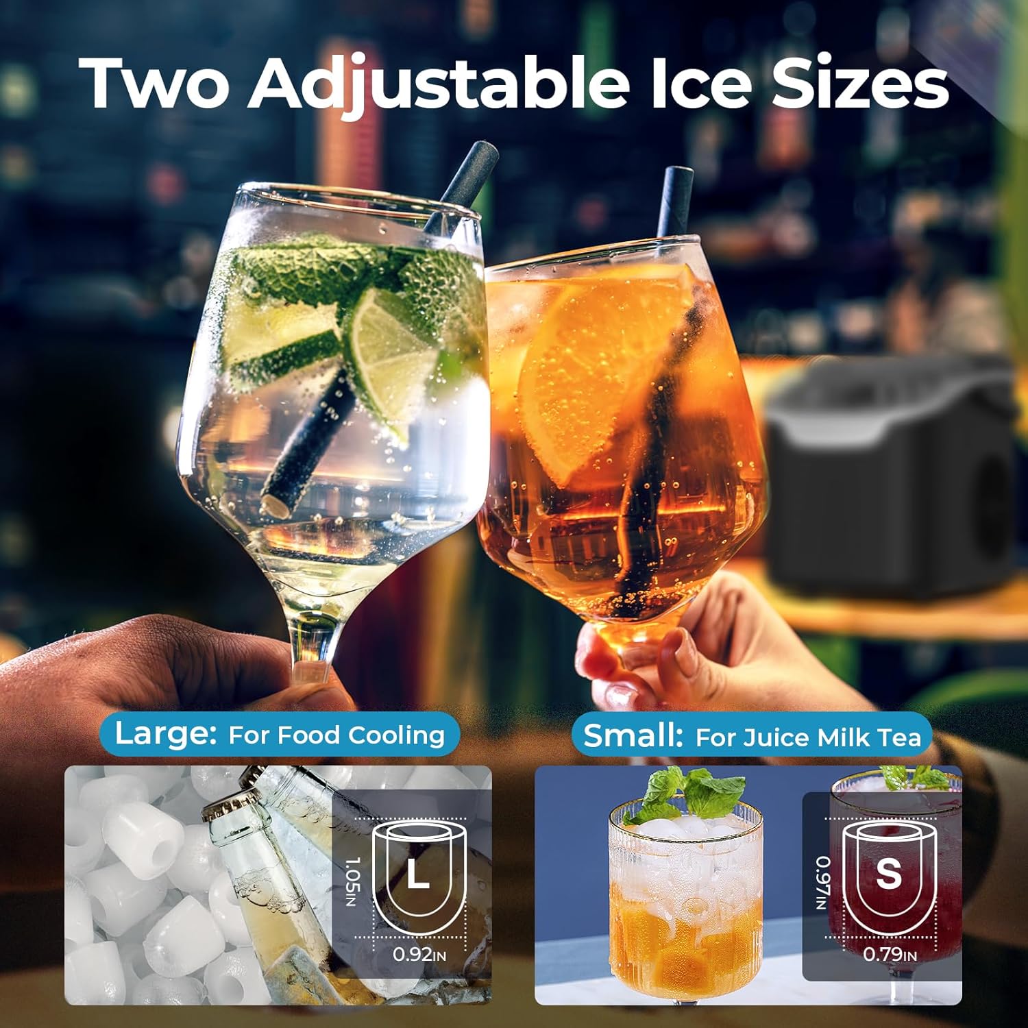 Countertop Ice Maker Machine – 26lb/Day, 2 Sizes of Ice Cubes ❄️